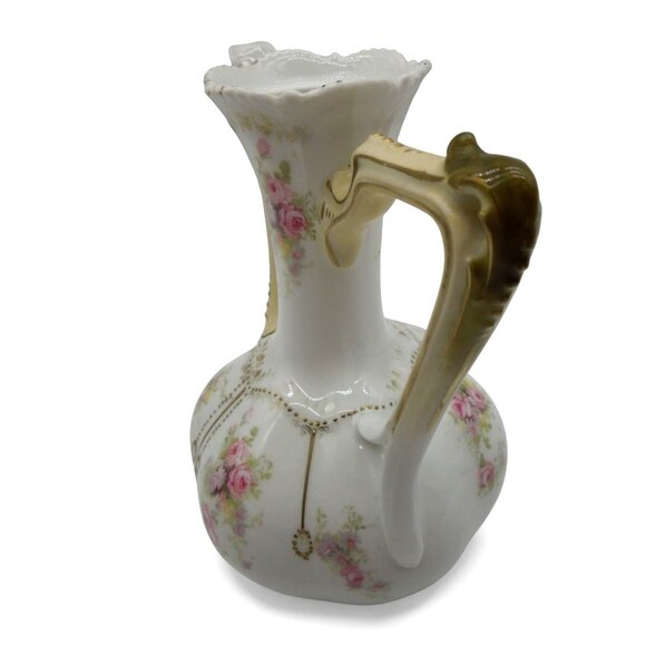 Antique RS PRUSSIA Porcelain Chocolate Pot Pink Floral & Gold Trim 8.6" - Picture 6 of 14